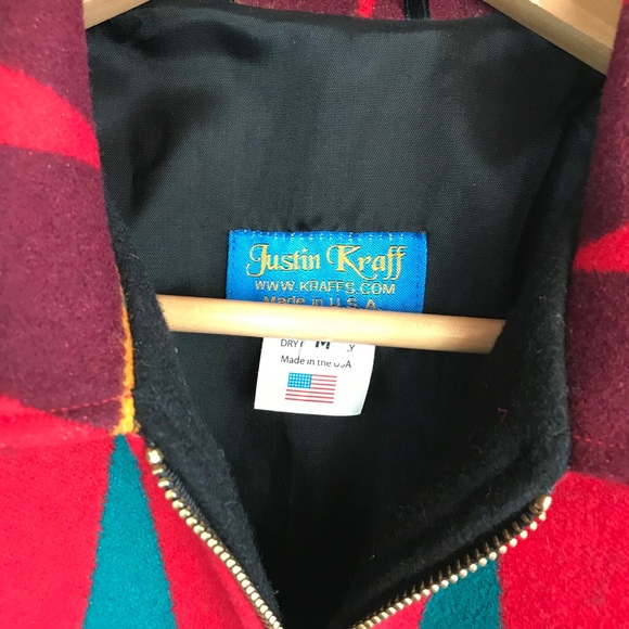 Justin Kraff Pendleton Wool Bomber Jacket Native M - Picture 6 of 14